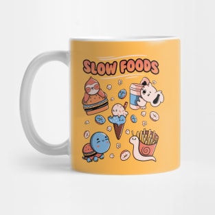 Slow Food Cute Animals Sloth Koala Turtle Snail Fries by Tobe Fonseca Mug